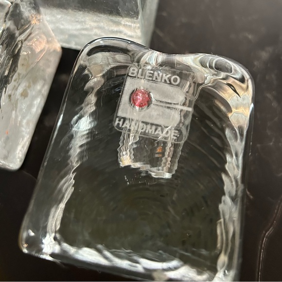 “Blenko” trio of candleholders. Tall is 6”, other is 2” tall. No chips, handmade - Picture 2 of 2